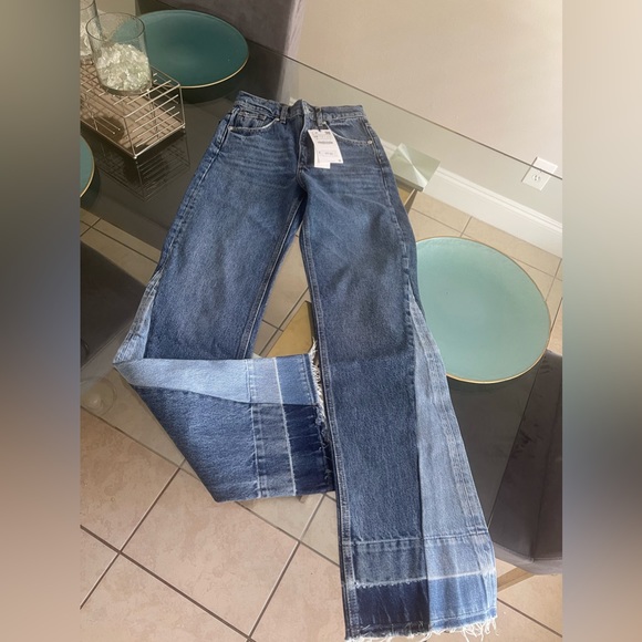 NWT ZARA Wide Leg Patchwork Collection Jeans SIZE 32 - Picture 4 of 16